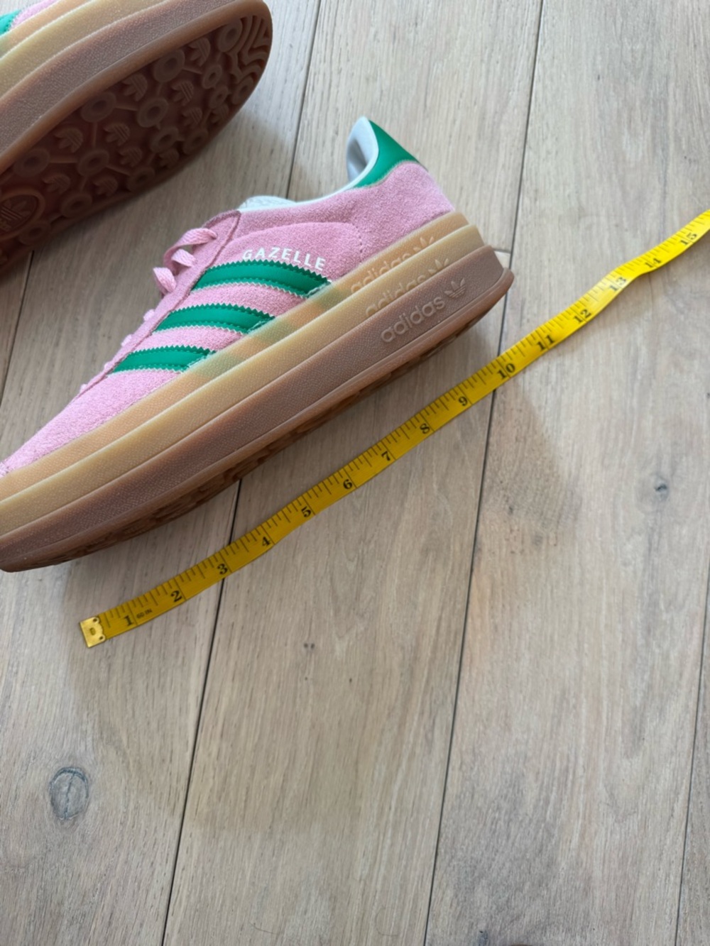 adidas Pink and Green Gazelle Platform Sneakers - Picture 9 of 9